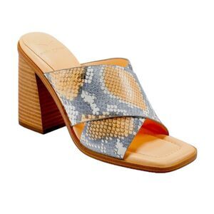 NWT‎ MARC FISHER LTD BARLI HEELED SNAKESKIN SANDAL WOMENS SIZE 9